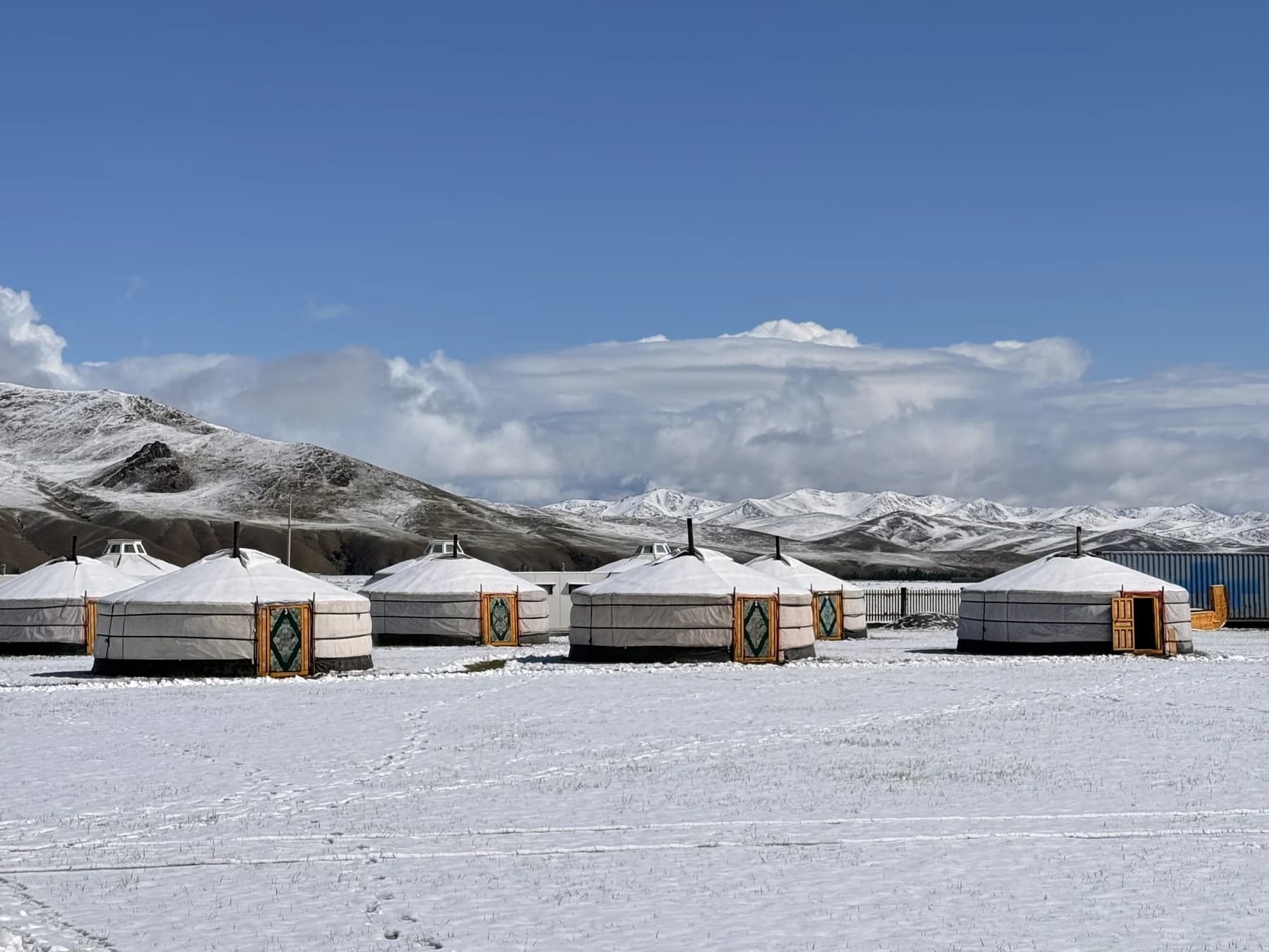 Traditional ger camps in the Mongolian winter